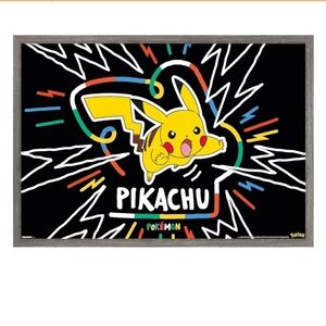 Pokemon Pikachu Black Framed Art